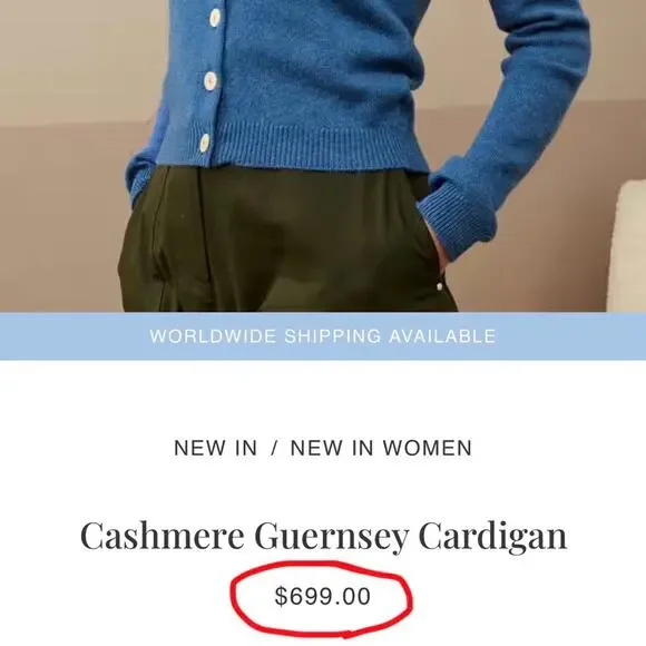 NWT Brora Cashmere Cardigan SweaterGuernsey in PomegranateUS 4 UK 8$699